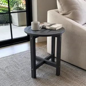 GARY HDPE Outdoor Side Table - 18 in. W x 18 in. D x 17 in. H, PE All-Weather Piece for Garden Porches, Easy-Care & Convenient Surface for Drinks