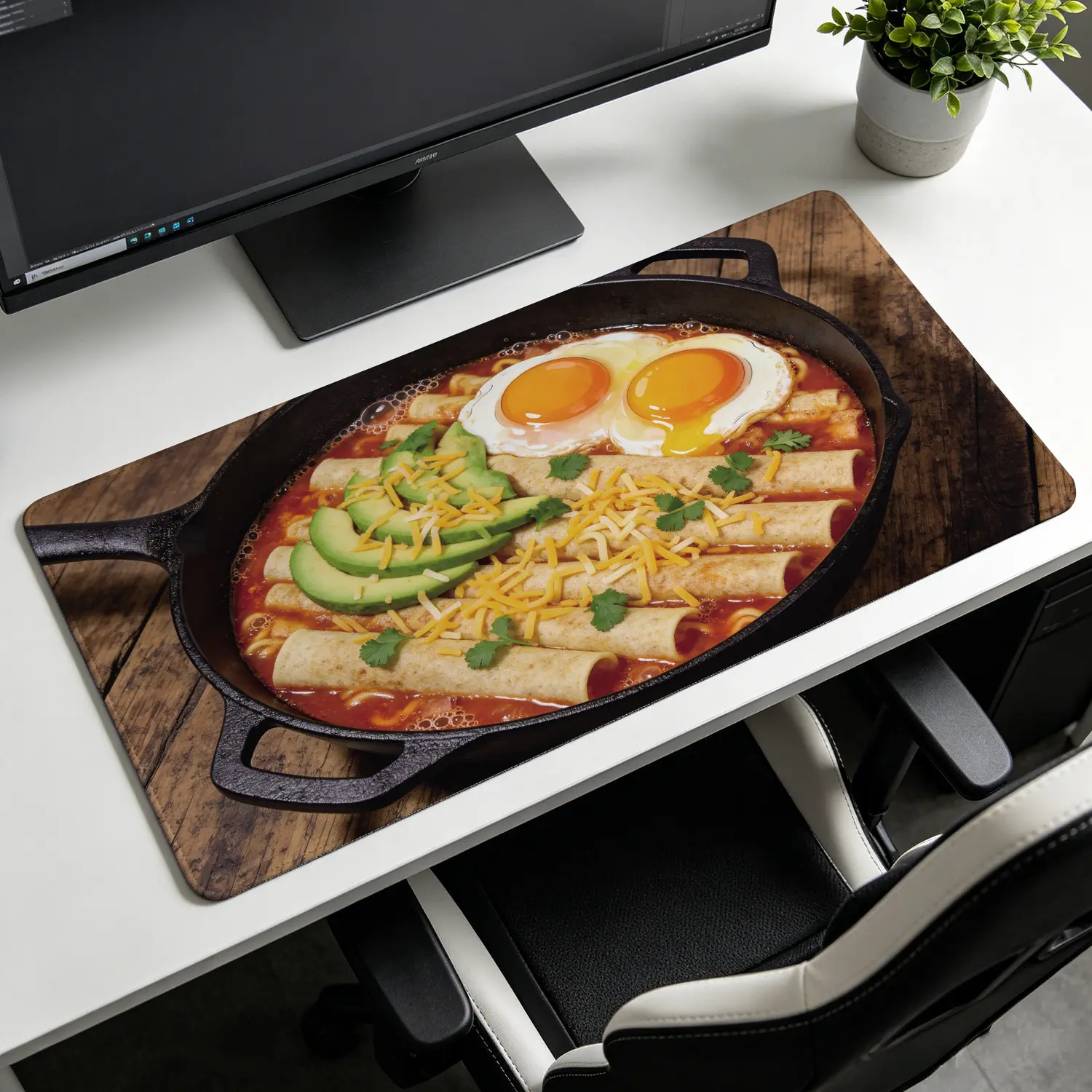 Extra Large delicious mexican breakfast food design Mouse Pad,Non Slip Rubber Pad,Desktop Decoration Drotection Pad,Washable,Lock Edge Multi Size,Premium Multipurpose Mousepad For Kitchen,Dining Table,Gift for Family and Friends