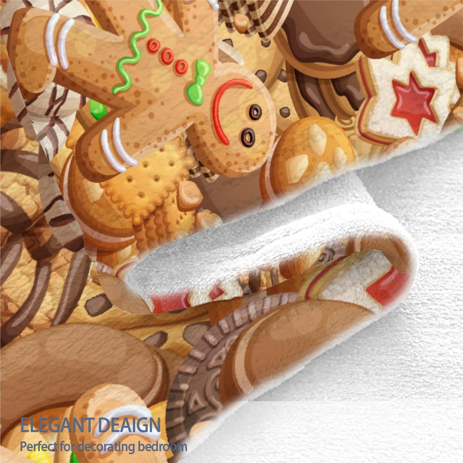 Dessert Gingerbread Man Blanket Flannel Throw Lightweight Super Soft Cozy Luxury Family Bed Blanket Birthday Gift Microfiber