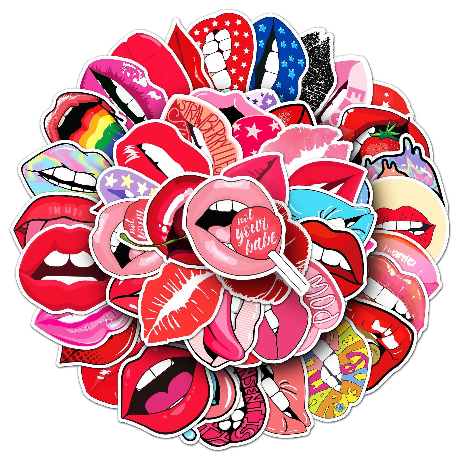 Lip Pattern Sticker, 100pcs/set Creative Lip Design Sticker, DIY Decorative Sticker for Scrapbooking, Journaling, Gift Wrapping, Decal