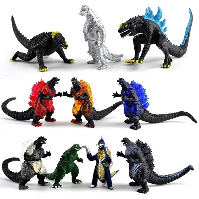 10pcs/set Godzilla Movie Peripheral Mothra King Ghidorah Figure Model Desktop Ornament Collection Toy Gift