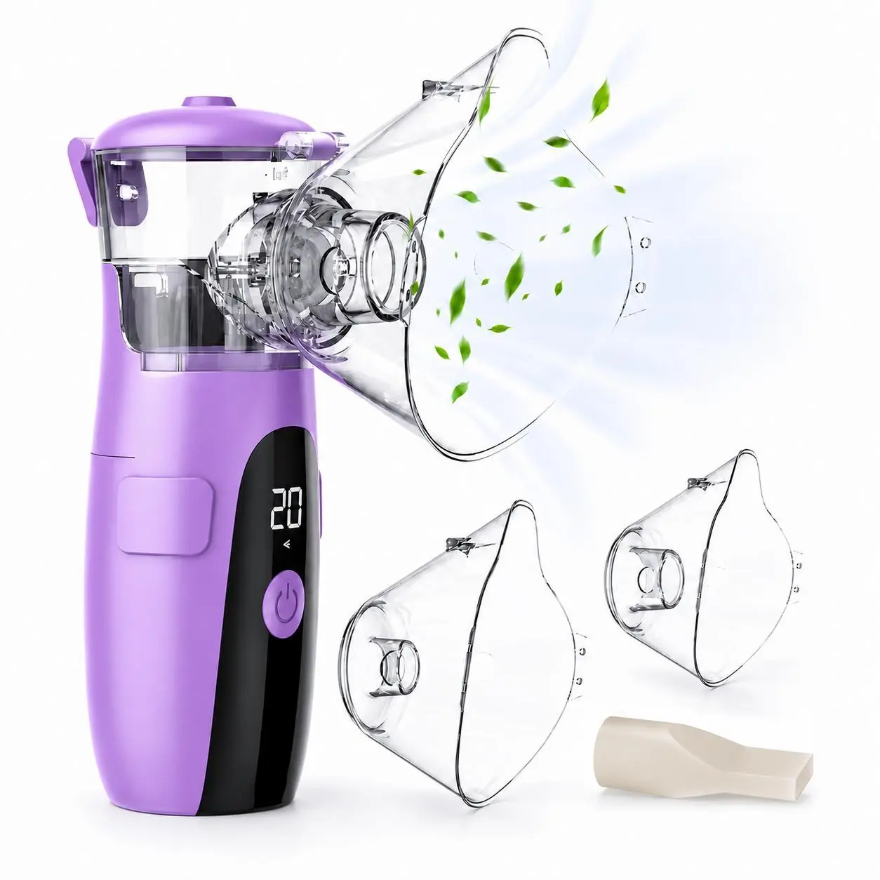 USB Rechargeable Handheld Mesh Nebulizer Machine, Portable Nebulizer with Self-Cleaning Function, Compact Travel Size, Whisper-Quiet Operation, LED Interface Charging for Adults & Children
