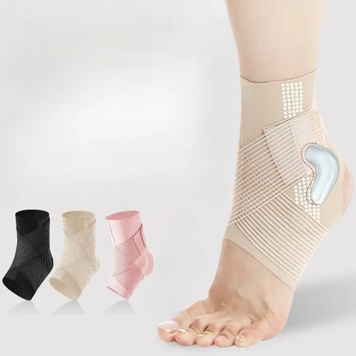 Adjustable Compression Ankle Brace With Silicone Stabilizers, Thin Breathable Ankle Support Sleeve, Fits Under Sneakers, For Sprained Ankle, Running, Workout And Post Injury Recovery