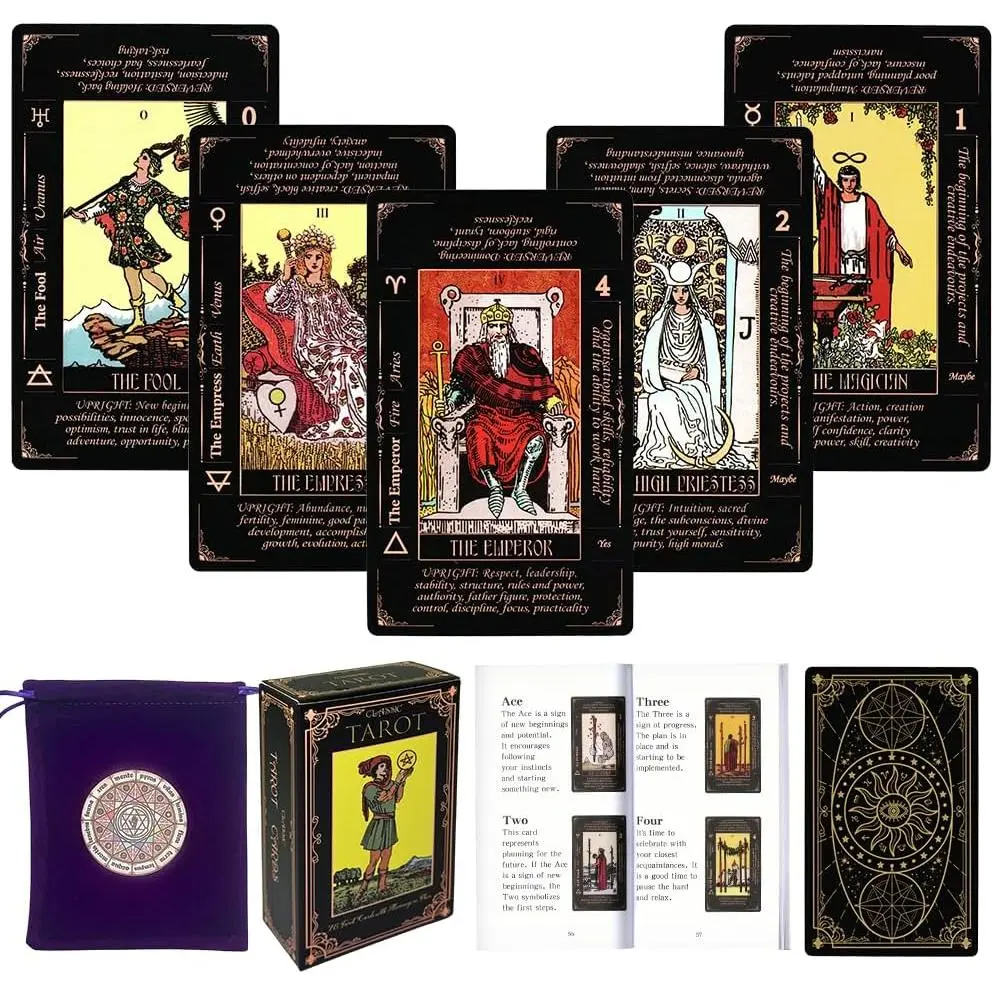 Tarot Cards for Beginners,Tarot Cards with Meanings on Them for Beginners to Expert(Black)