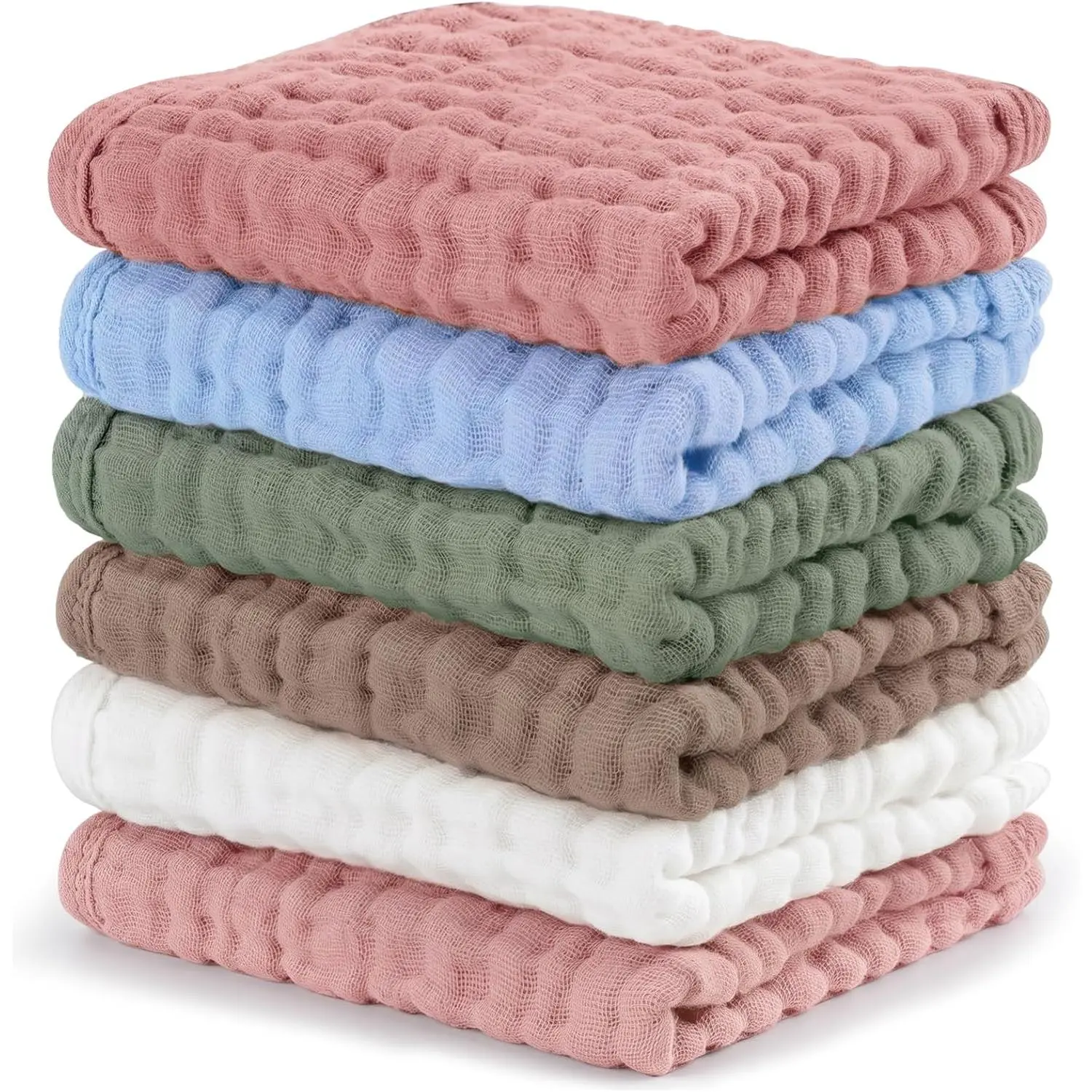 Wash Cloth, 10 x 10 Inch, 6 Pack, 6 Colors | Highly Absorbent, Soft Feel  Towels, , For   & Makeup Remover