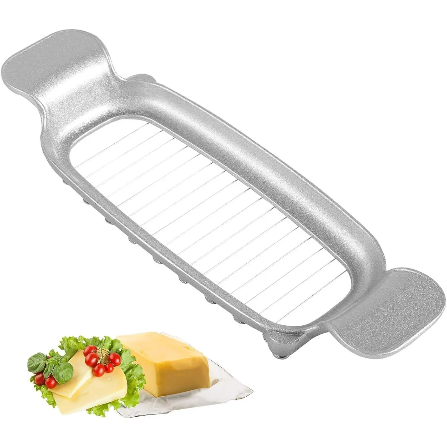 Stainless Steel Butter Slicer Cheese Cutter with Ergonomic Handle, Kitchen Food Tool for Cutting Cheese, Butter, Eggs, Fruit