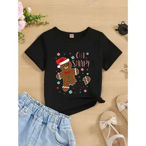 ' Cute Gingerbread for Man Print T-Shirt - Soft Short Sleeve Top with Christmas Cookie Design, Round Neck Casual Blouse for & (Machine Washable) - All-Season Wear for Parties & Everyday Outfits