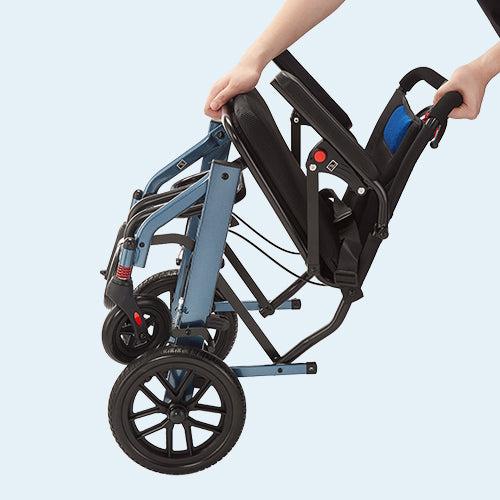 GARVEE Ultra-Light Portable Folding Wheelchair with Handbrake, Travel-Friendly Design, Supports up to 220 lbs, Dimensions 35.4"x21.3" Unfolded, Perfect for Elderly and Mobility Needs