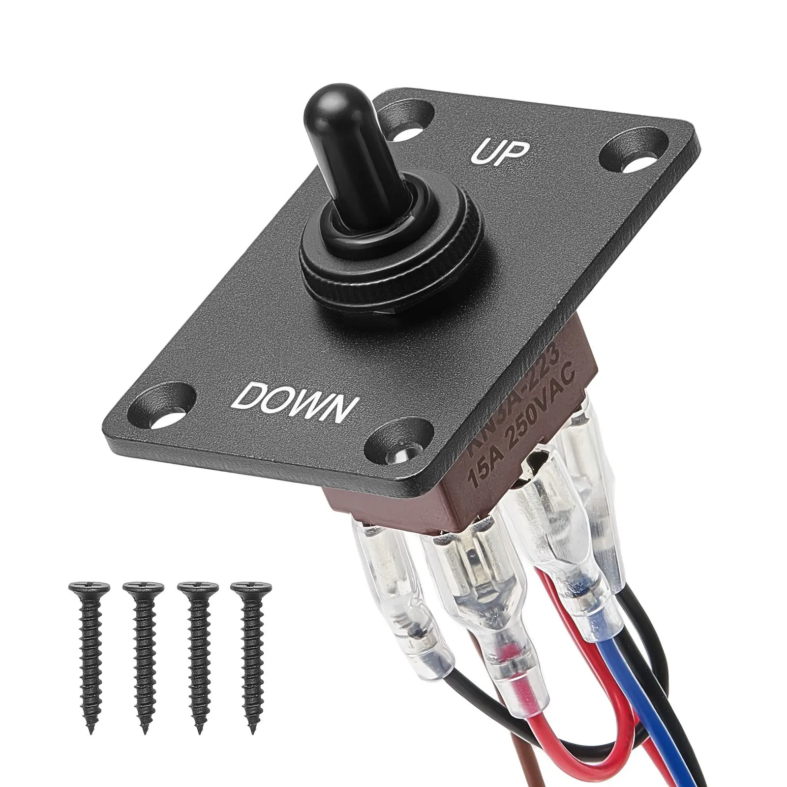 Toggle Switch, 6 Pin Momentary Polarity Reversing Toggle Switch (ON)-Off-(ON) DC 12V/30A AC 250V/15A - with Up Down Mounting Panel Waterproof Boot Cap for Auto Car Marine Boat