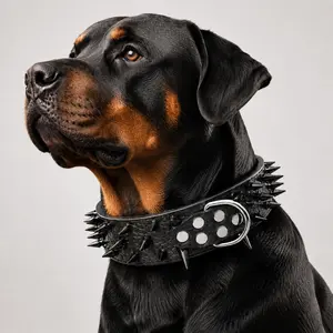 Spiked Dog Collar for Large Breeds Pitbull Rottweiler Bulldog Aggressive Chewer Anti Bite Durable Nylon Adjustable Pet Collar with Metal Buckle Safety Training