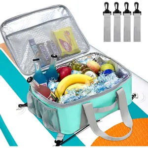 Waterproof Portable Paddle Board Cooler Bag with Top Mesh Pocket Side Pouches for Water Bottles, Inflatable Paddle Board Accessory Cooler for SUP Kayak