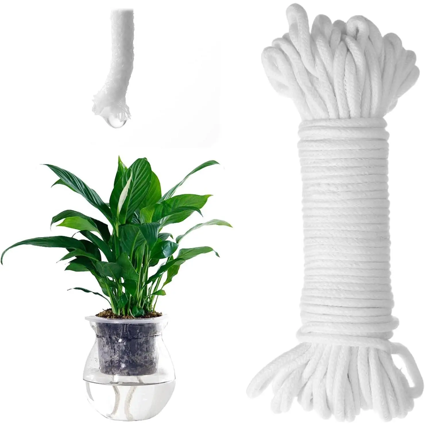 60  1/6 Inch Self Watering Wick Cord String, Hydroponic Wicking Rope, Potted Auto Seedling Waterer Rope for DIY  Automatic Watering Device,   Sitter, Pot Automatic Water System