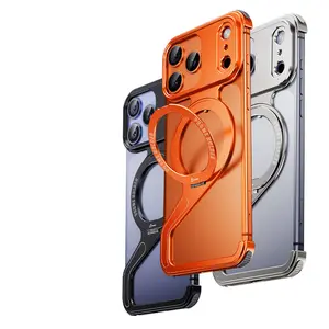 PETSUN QPS Invisible Magnetic Stand Smartphone Accessory for iPhone 16/17 Pro Max Cases, MagSafe-Compatible, Metal Buckle Stand, Airbag Anti-Fall 4-Layer Protective Cover for Handheld Cellphone Devices rotating