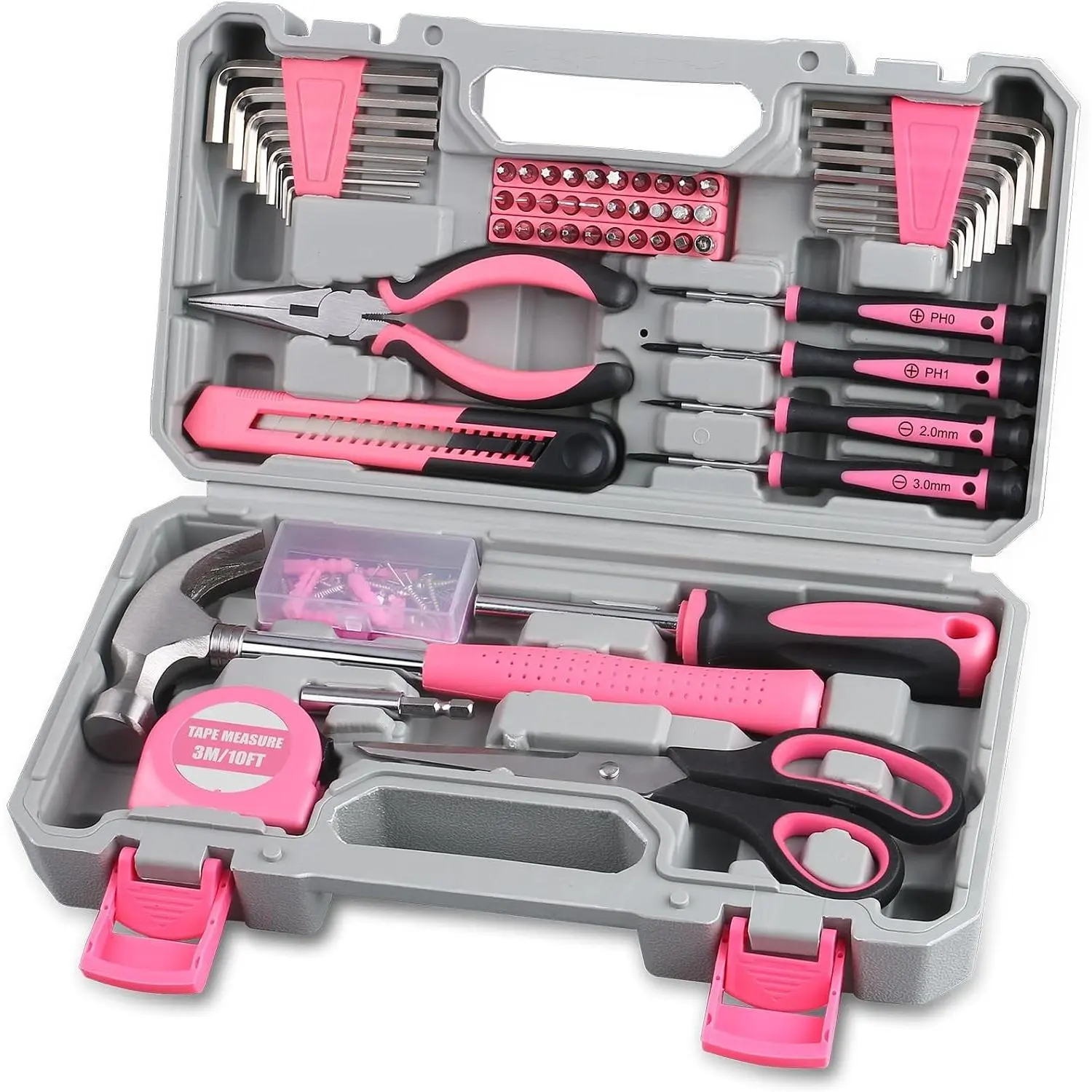 150-Piece Pink Color All-Purpose Household Tool Kit in Toolbox Storage Case, Perfect for Women, Ladies and Girls with General Home Repairs, DIY Project, Garage, Office and College Dormitory UseGift