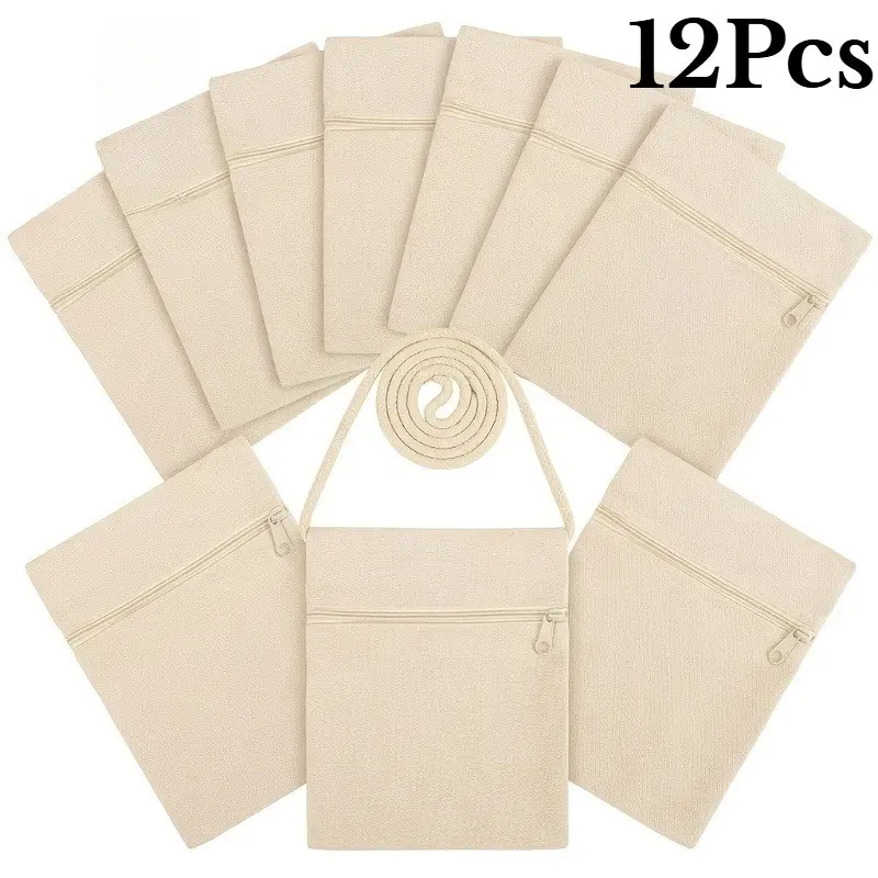 12pcs Canvas Bags for Painting, Ideal for School Events and Celebrations, Small Pouches for Decoration, Perfect Gift Idea