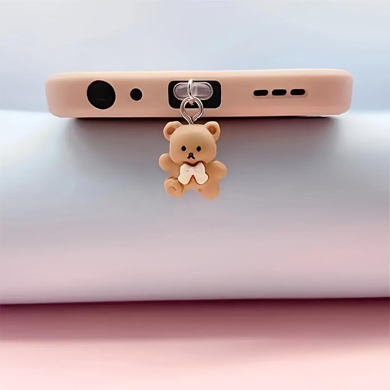 2piec 3D bear mobile phone pendant dust plug.