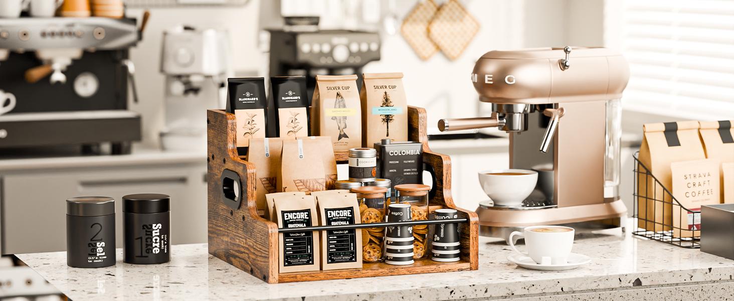 Liquor Bottle Display Shelf, Coffee Syrup Rack Organizer, 3 Step Countertop Liquor Wine Rack, mini bar,liquor cabinet, Home Retro Bar Shelf Stand for Liquor Whiskey, Spirits