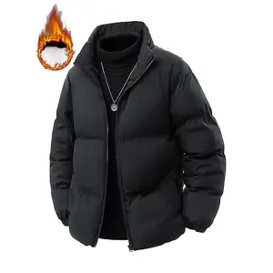 18ACTIVEKITMen's winter basic solid color jacket - black insulated cushion jacket with ribs and cubs
