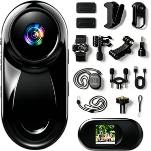 Upgraded 1080P Mini  Cameras with Audio and Video Recording, POV Camera, Thumb Size  Action Camera, Hand Free Camcorder for Cycling,Travel,,Vlogging, Deep Black
