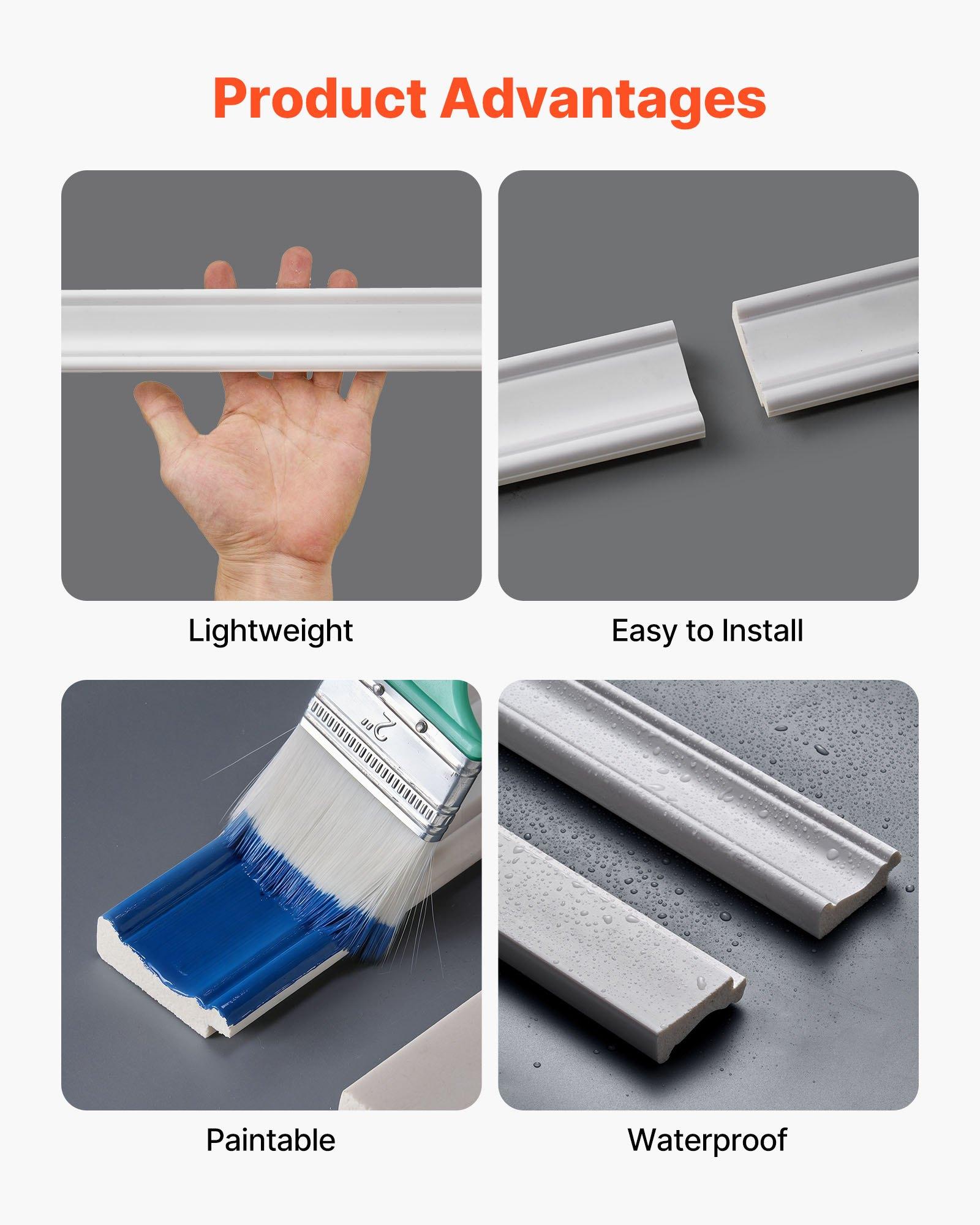 VEVOR Wall Molding Kit, Wainscoting Panels, Lightweight Paintable Polystyrene, Easy to Install,  Wide & Narrow Accent Wall Trim for Interior Décor Living Room, Bedroom, White (77.5 x 38.6 in )