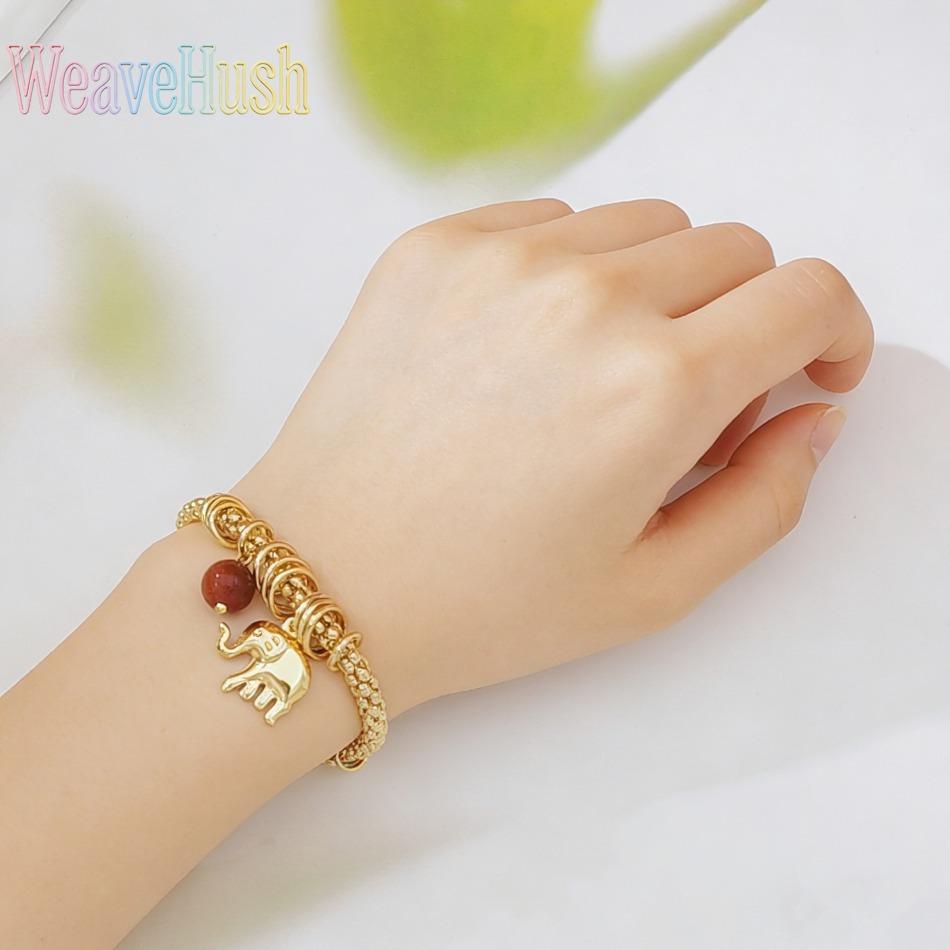 Hot Sale 18K Gold Plated Copper Baby Elephant Beaded Bracelet, Fashion Wave Bead Chain Bracelet for Women, Cute Dainty Animal Charm Jewelry, Perfect Friendship Gift for Best Friend, Birthday Gift & Daily Wear Accessory for Party & Vacation