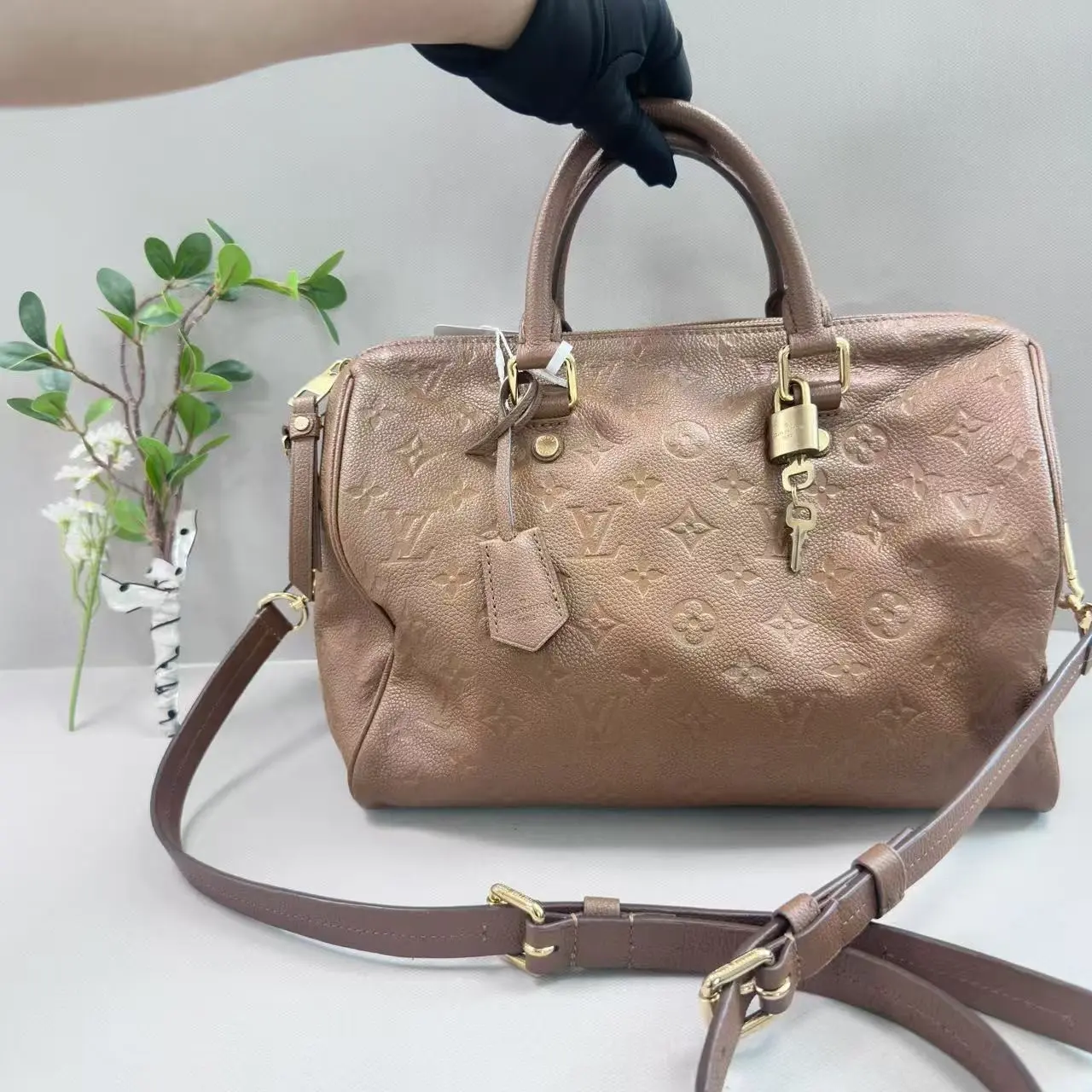 Pre-owned Louis Vuitton Speedy Bandoulière Brown Monogram Empreinte X564 26.07.01