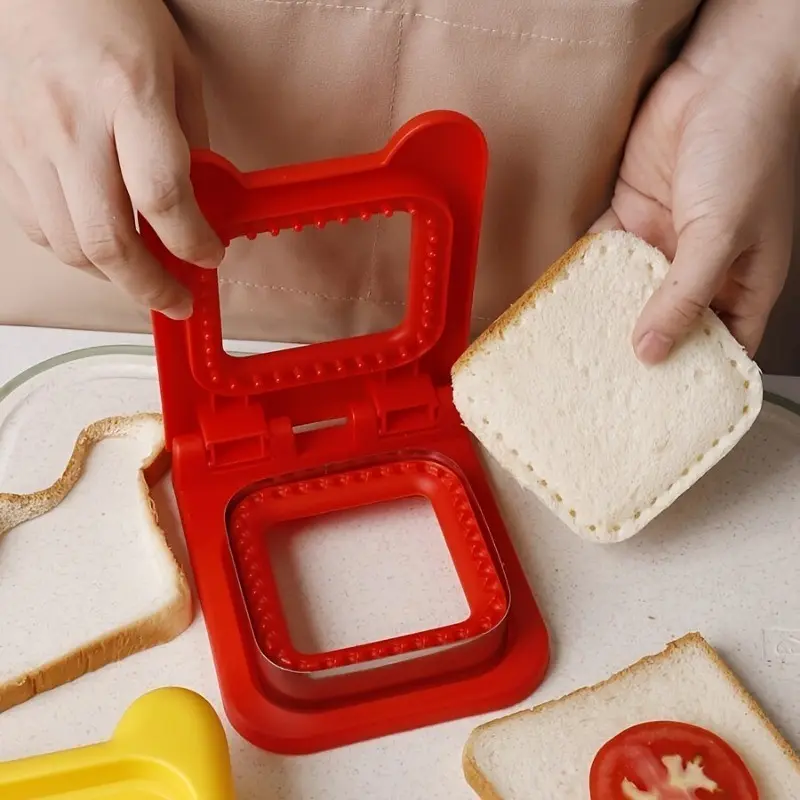 3-Piece Toast Cutter Set, Stainless Steel Bread Cutting Mold, Pocket Bread Sealer Tool, Easy-To-Clean Square Pattern, Baking Tools
