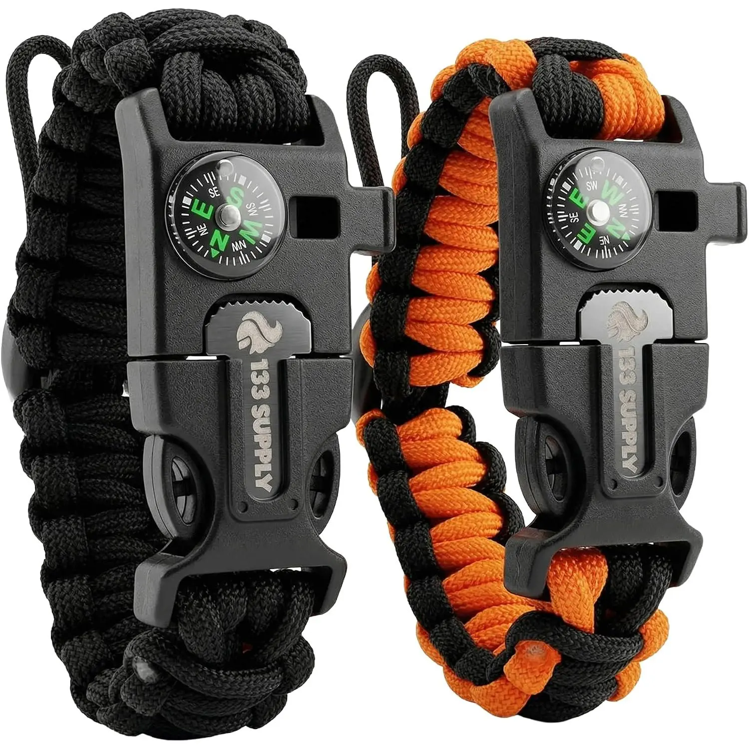 Paracord Bracelet Compass Hiking Survival Kit Emergency Whistle Fire Starter Camping Gear Hiking Essentials Fishing Hunting Accessories EDC Backpacking Gear Tactical Survival Gear Equipment