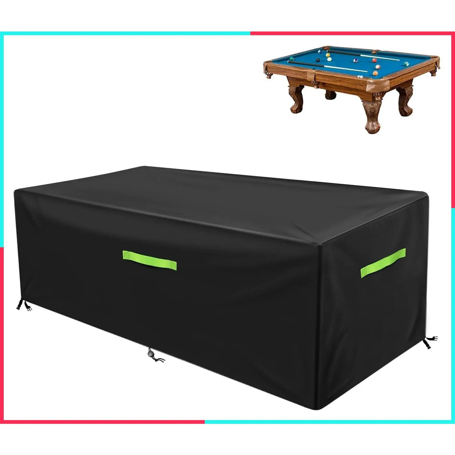 7/8/9 ft Pool Table Cover, Waterproof Billiard Cover Polyester Fabric for Snooker Billiard Table (102x53x32in) Black