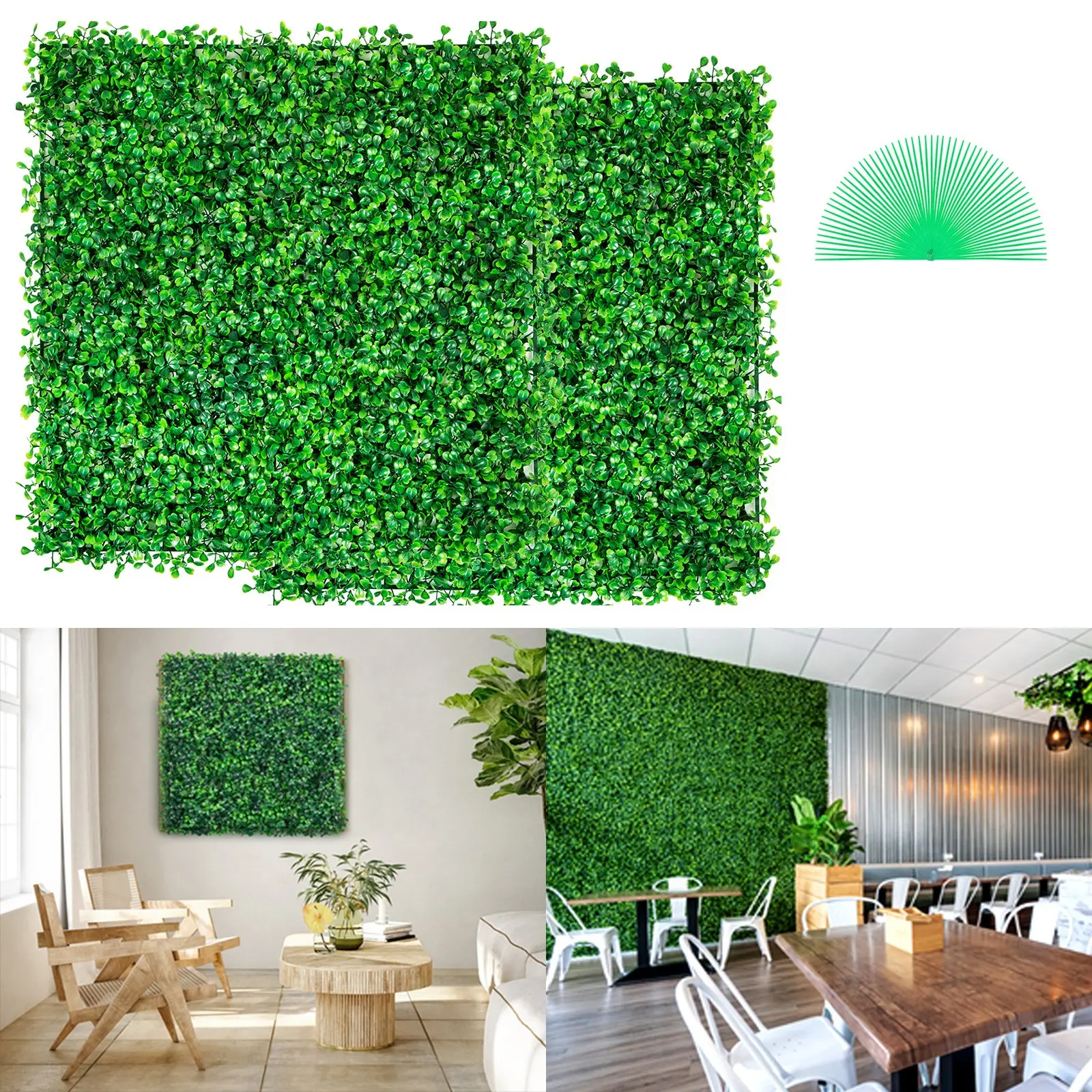 VEVOR 12PCS 10x10in Synthetic Boxwood Panel Set, UV-Resistant UV-Protected Privacy Hedge Screen, Artificial Grass Wall Mat for Outdoor Garden Fence Backyard