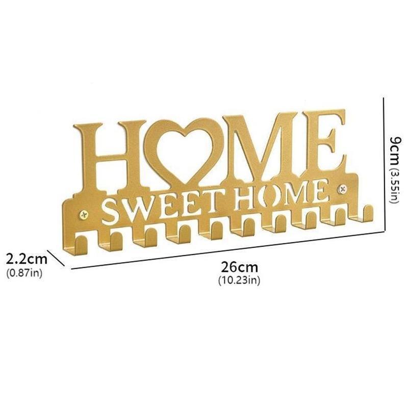 Home Shaped Wall Hook, Creative Keychain Organizer, Fashionable Iron Key Hook, Wall Mounted Key Holder for Bedroom Living Room Porch, Decor