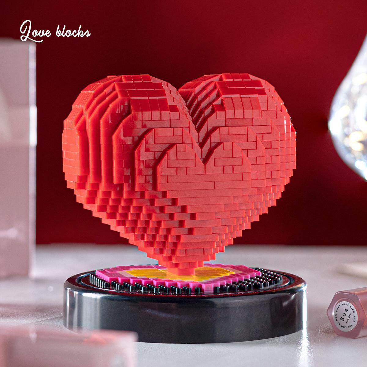 Creative Heart Shaped Building Blocks, 778pcs/box DIY Assembly Building Blocks, Desktop Ornament, Gift for Couple, Birthday Gift