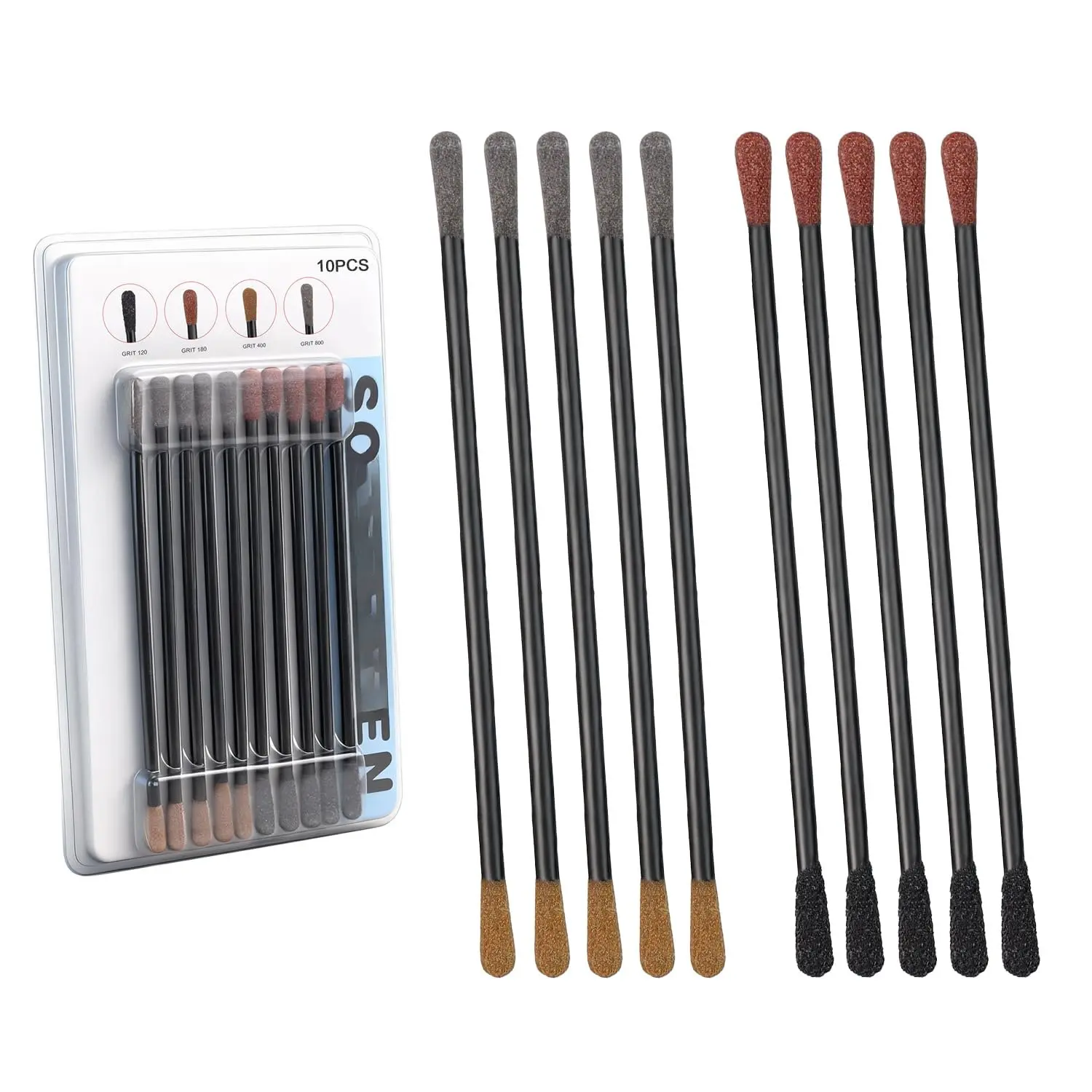 Sanding Sticks Matchsticks Fine Detailing Sanding Grits 120/180 and 400/800-10 Pack