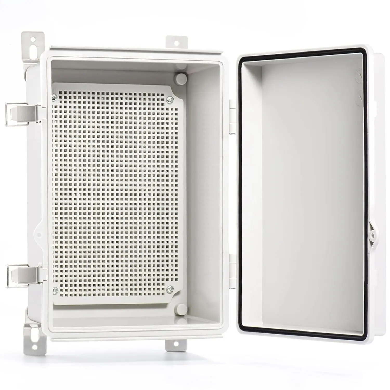 IP67 Waterproof Plastic Electrical Enclosure Junction Box, Outdoor Weatherproof, with Mounting Plate, Wall Brackets, Hinged Grey Cover, 11.2"x7.7"x5.1"Gift