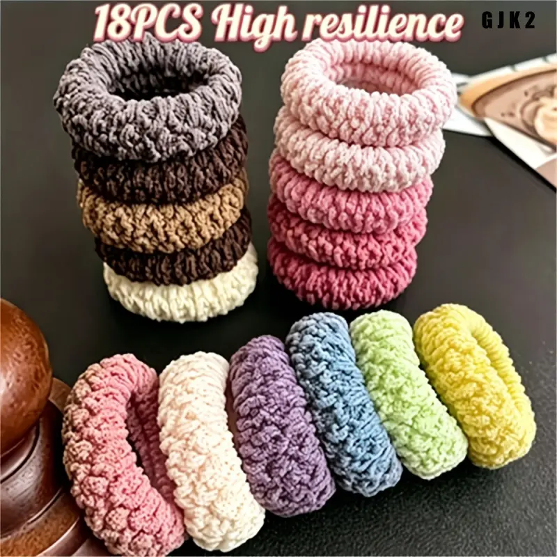 Women's 18Pcs Multicolor Soft Knit Thick Scrunchie Set, High Elastic No-Damage Hair Ties, Hair Bands for Daily Wear Hairstyles