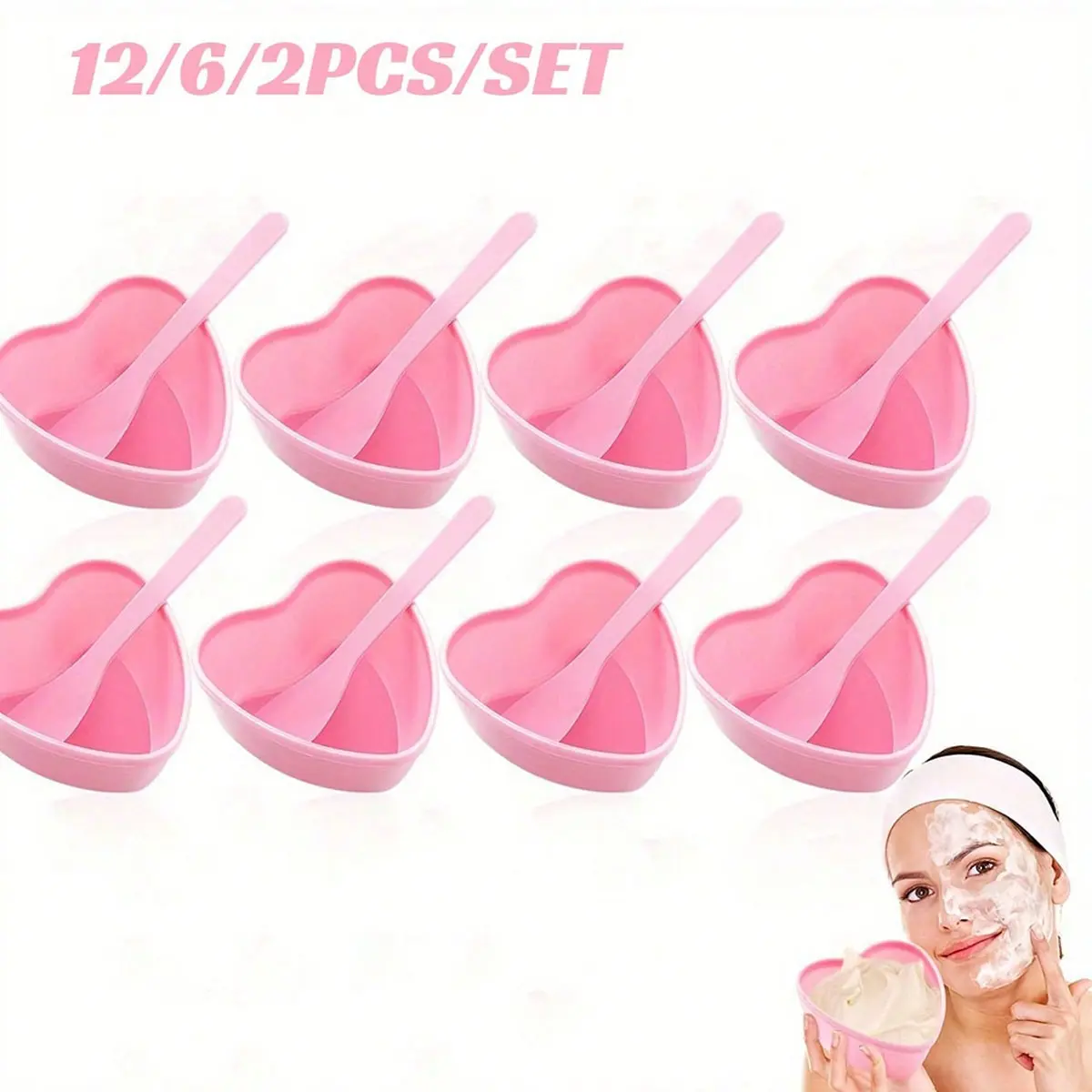 Heart Shaped Mask Mixing Bowl Set with Spatula, Fragrance-Free Plastic DIY Skincare Tools, Beauty Salon Supplies, Home Beauty Essentials