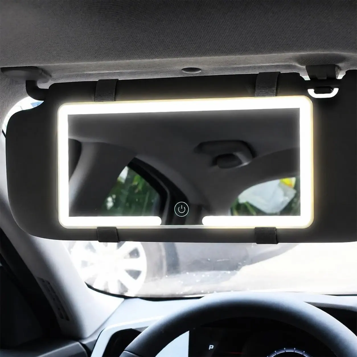 Car Sun Visor Makeup Mirror, LED Touch Screen Adjustable Brightness Auto Interior Makeup HD Mirror, Rechargeable Vanity Mirror,girly car accessories,car stuff