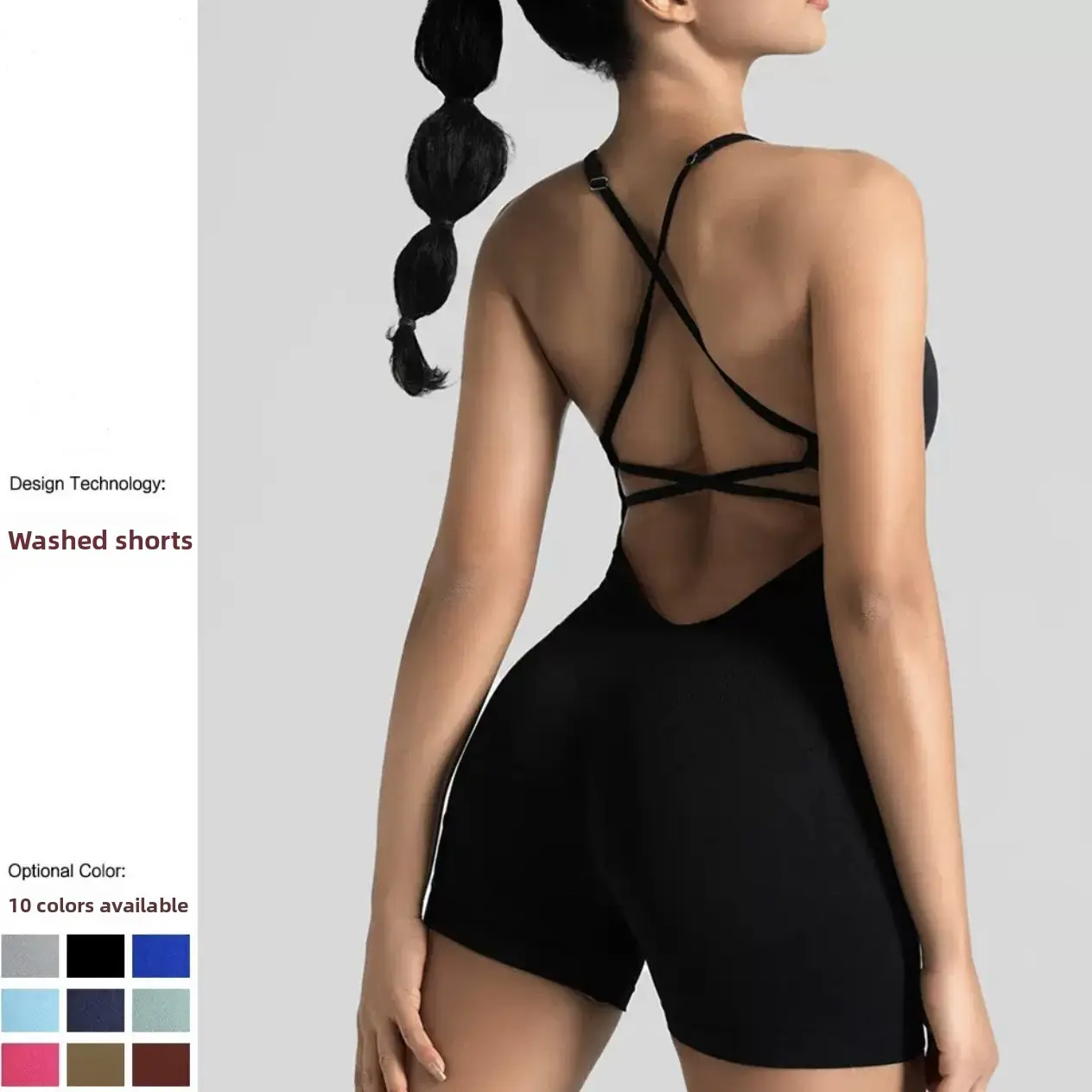 Seamless one-piece yoga suit outdoor beauty back sports underwear peach hip fitness suit suspender one-piece tights full coverage tummy control swim bodysuit swimwear beach swimsuit
