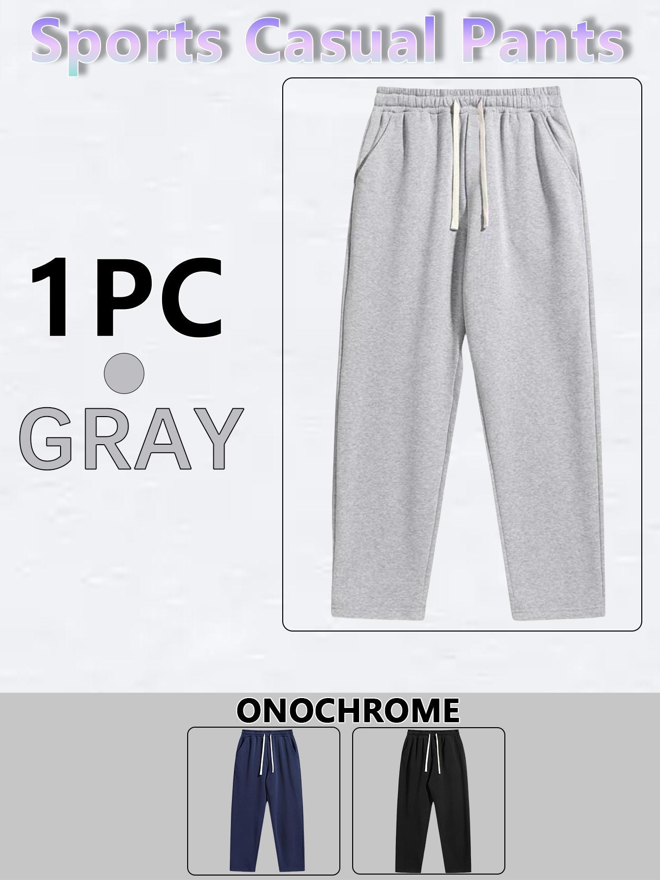 Men’s Regular Fit Solid Drawstring Waist Sweatpants, Casual Pocket Design Pants for Fall & Winter, Men’s Trousers for Everyday Wear, Yoga Training Pants, Vacation Outfits, Essentials, Men’s Outfits