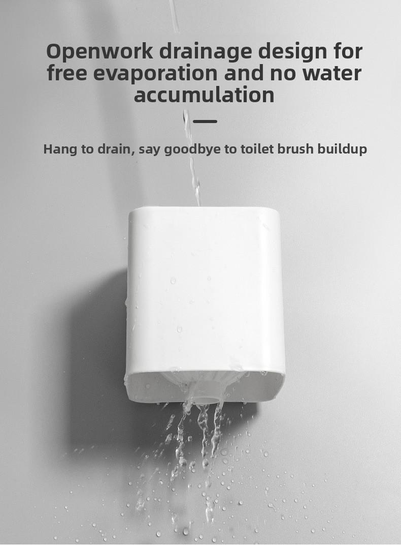 Home-use no-drill toilet brush with base, wall-mounted long-handled toilet brush, high-quality plastic wall-mounted toilet brush