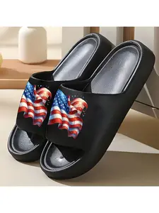1 pair of unisex slippers, new style slippers, featuring the American flag and fireworks, indoor/outdoor slippers, holiday gift slippers, women's home slippers, room slippers, birthday gift slippers, casual slippers, bathroom slippers