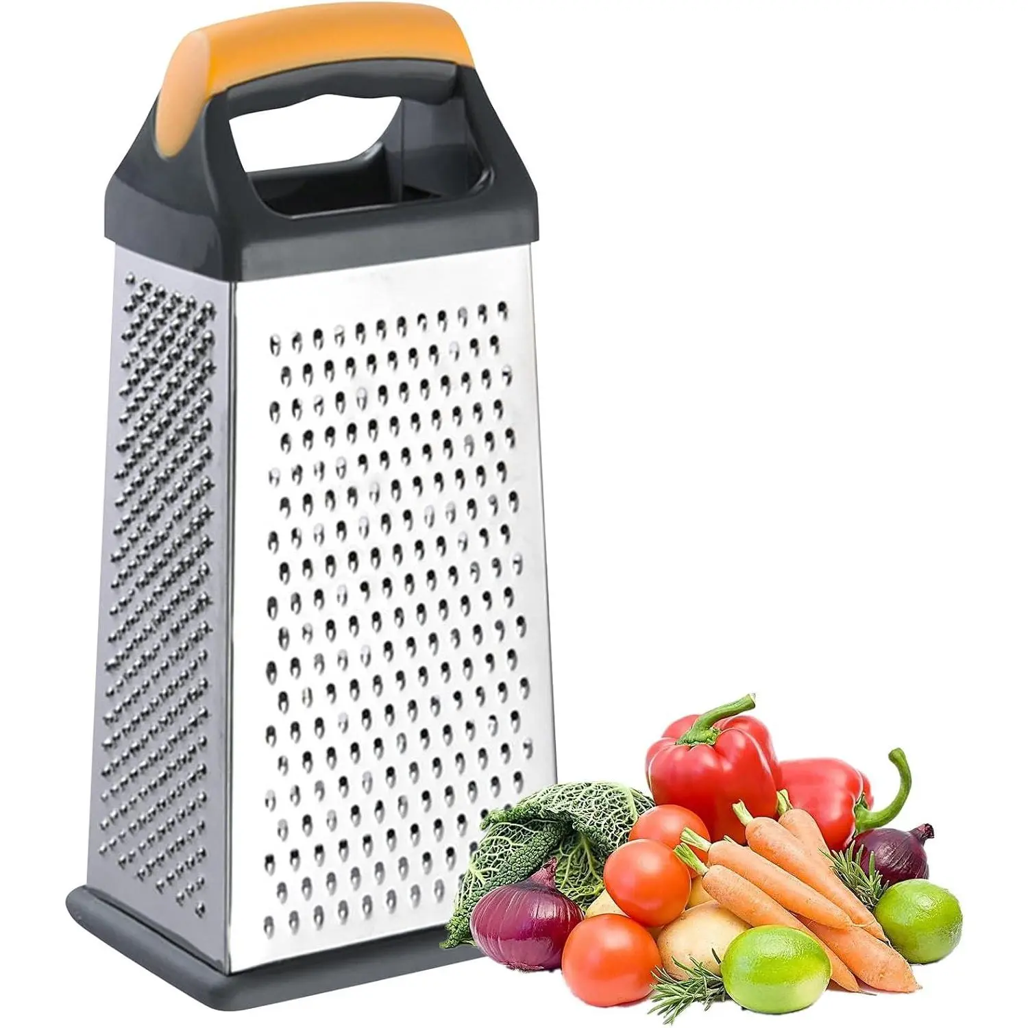 4 Sided Box Grater, Stainless Steel Grater Slicer with Handle, Cheese Grater, Kitchen  Shredder,  Grater  Planing for Ginger, Garlic, Cucumbers, Carrots, Cheese,