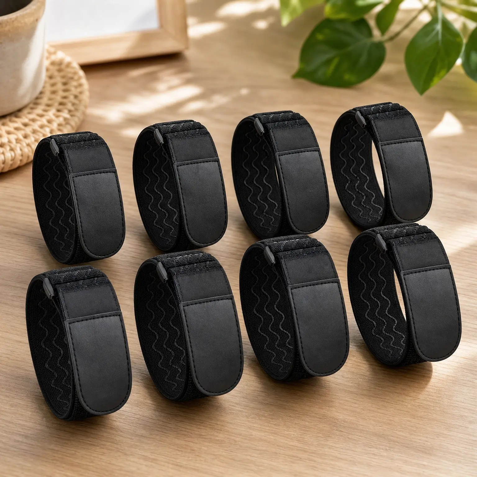 Elastic Cinch Straps with Anti-Slip Strips, 12'' x 2'' (8 Pack)
