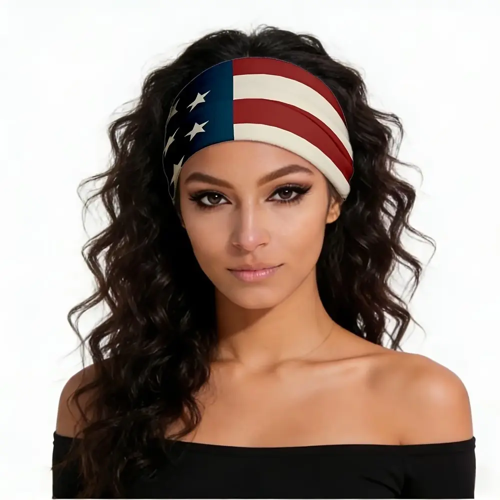 1pcjit 2D Flat American Flag Hairband, Soft Comfortable, High-Quality, Ideal for Daily Use, Travel, Photography, Sports, soft sports headband, Accessories