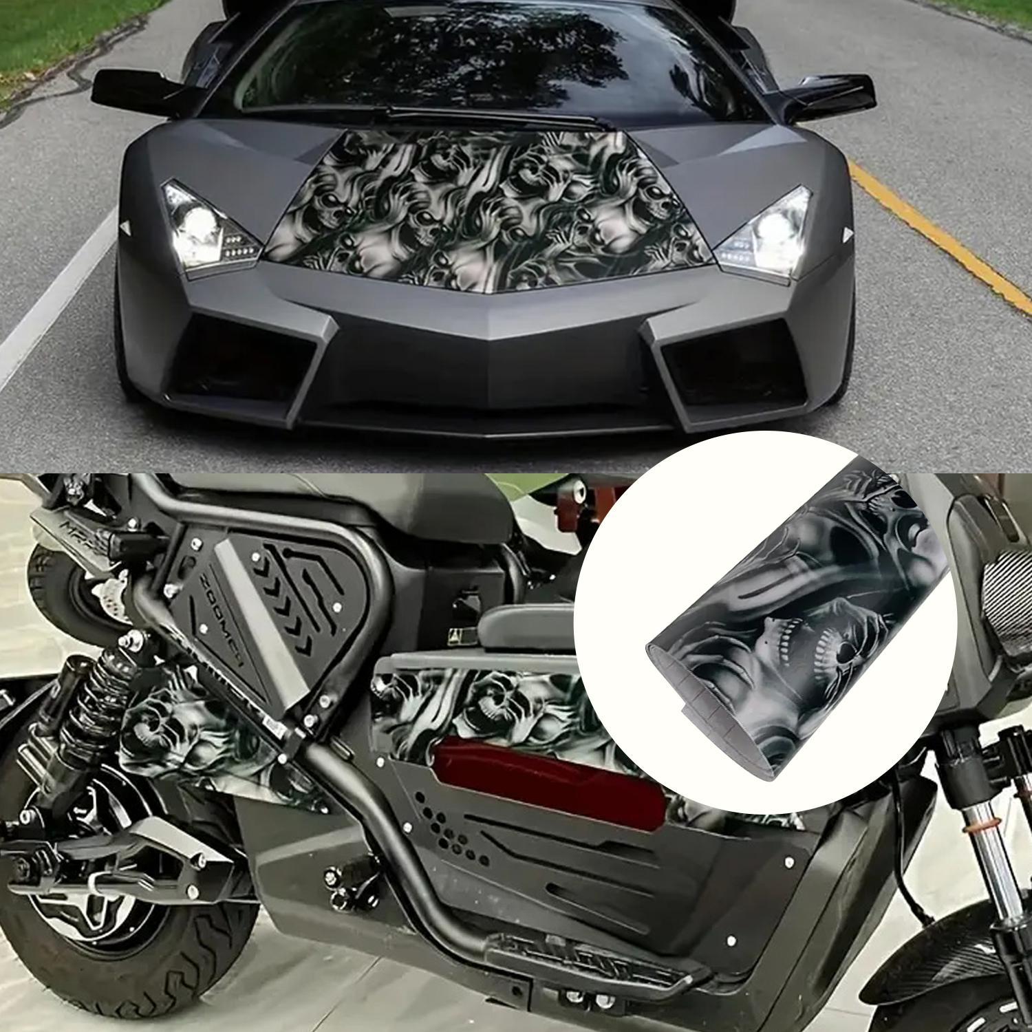 Creative Skull Pattern Car Sticker, Vinyl Wrap Roll Sticker, Anti-scratch Car Motorcycle Wrap Film, Car Exterior Decoration Accessories