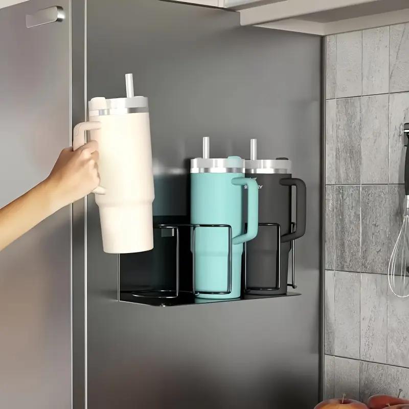 Magnetic Cup Holder with Insulated Mug Stand, Beverage Organizer, No-Drill Installation, Thick Material, Ideal Room Decor & Home Storage Solution.