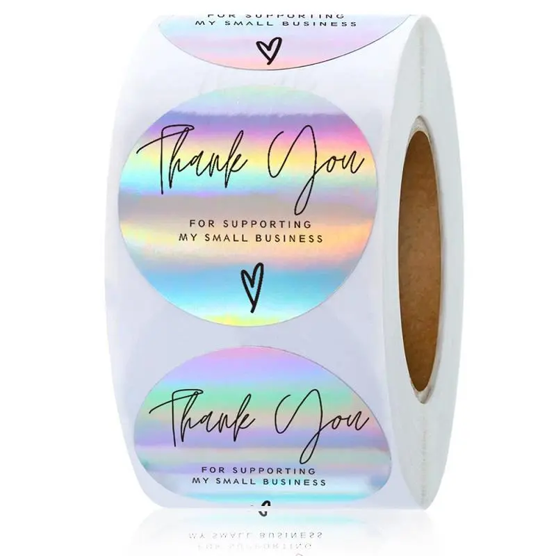 Thank You for Supporting My Small Business Sticker, 500pcs/roll Round Self Adhesive Decorative Sticker, Round Label Sticker for Gift Greeting Card Envelope, Decal Sticker, Self Adhesive Stickers, Circle Sticker Label, Decorative Labels, Sticker Rolls