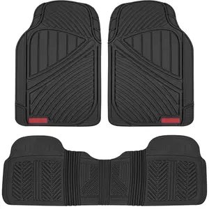 FlexTough Performance All Weather Rubber Car Floor Mats - 3 Piece Floor Mats Automotive Liners for Cars Truck SUV, Heavy-Duty Waterproof (Black)