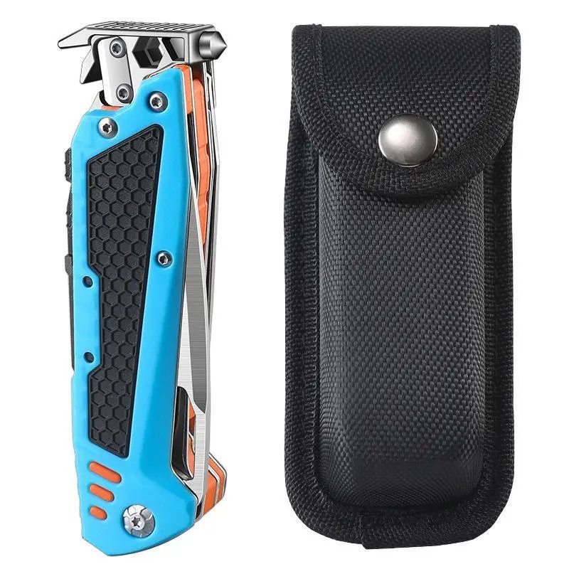 Purple Dragon 13-in-1 Minimalist Fixed Blade Pocket Knife with Sheath - EDC Gear Hand Tool, Multi-Purpose Multitool for Hiking, Men's Outdoor Accessory Gift
