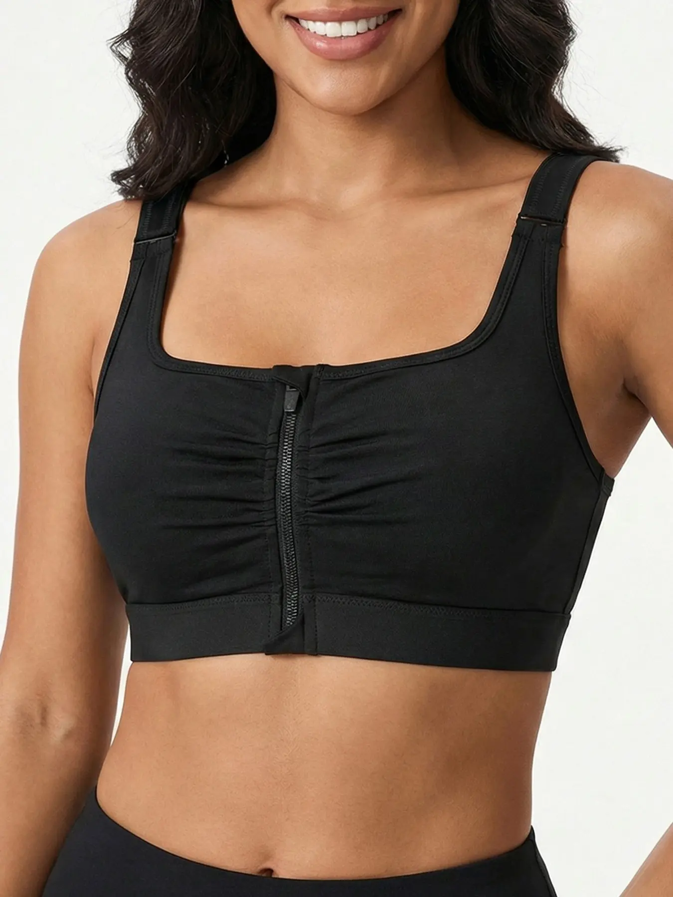 Front Zipper Nursing Bra, Comfortable Gathered Underwear, Suitable for Home and Post-Surgery Wear, Women's Maternity Support
